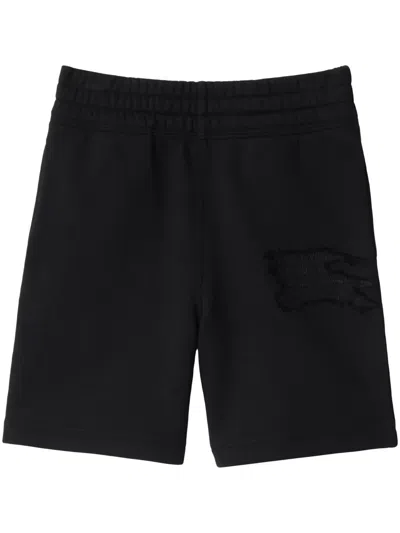 Burberry Kids' Ekd-appliqué Cotton Shorts In 黑色