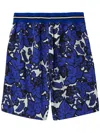 Burberry Elastic Stripe Waist Patterned Shorts In Blue
