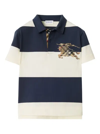 BURBERRY EKD-APPLIQUÉ STRIPED POLO SHIRT