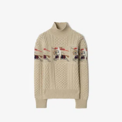 BURBERRY BURBERRY EKD ARAN KNIT WOOL SWEATER