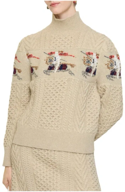 Burberry Ekd Aran Knit Wool Sweater In Brown