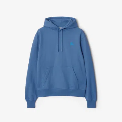 Burberry Ekd Badge Cotton Hoodie In Pool