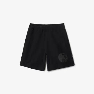 Burberry Ekd Badge Cotton Shorts In Black