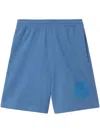 Burberry Ekd-badge Cotton Shorts In Blue