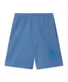 Burberry Ekd-badge Cotton Shorts In Blue