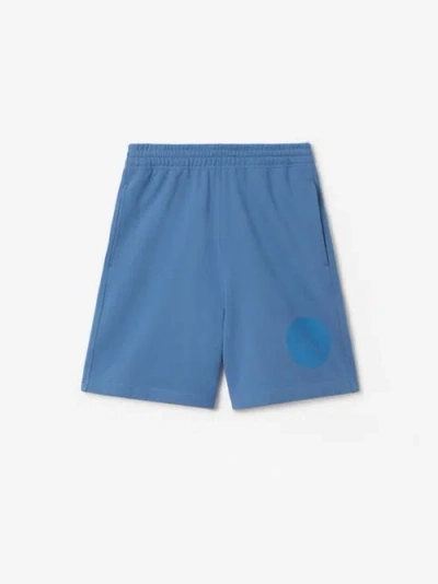 Burberry Ekd-badge Cotton Shorts In Pool