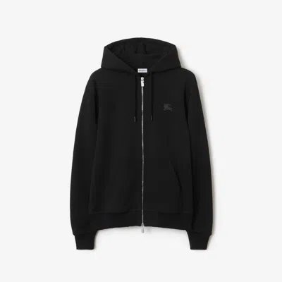 Burberry Ekd Badge Cotton Zipper Hoodie In Black