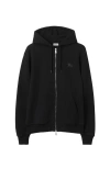 Burberry Check Trim Zip-up Drawstring Hoodie In Black