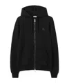 Burberry Check Trim Zip-up Drawstring Hoodie In Black