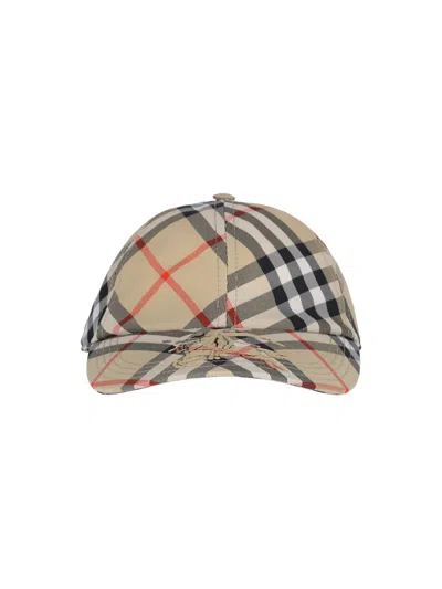 Burberry Embroidered Canvas Baseball Cap In Sand Ip Check