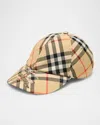 Burberry Equestrian Knight Patch Check Baseball Cap In Brown