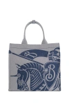 Burberry Womens Equestrian Knight Design Cotton-blend Tote Bag In Blue
