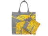 Shop Burberry Ekd Canvas Tote Bag With Coin Pouch Sunflower Gray