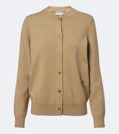 Burberry Ekd Cashmere Cardigan In Brown