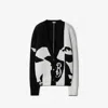 Burberry Scarf-detailed Intarsia Cashmere Cape In Black/chalk