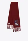 Burberry Ekd Cashmere Fringed Scarf In Red