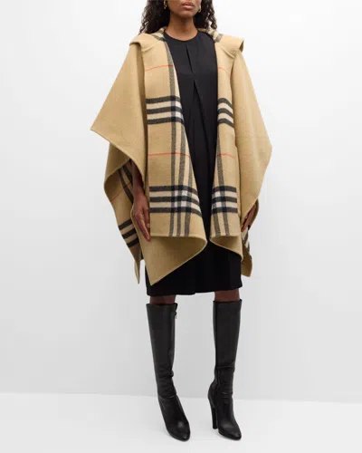 Burberry Ekd Cashmere Hooded Cape In Multi