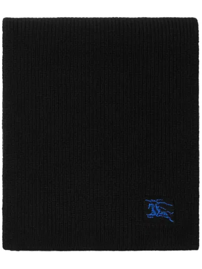 Burberry Ekd Cashmere Scarf In Black