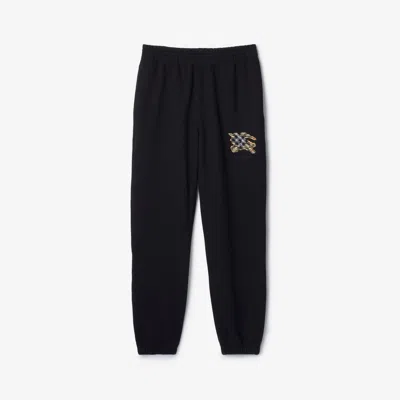 Burberry Embroidered Logo Cotton Sweatpants In Black