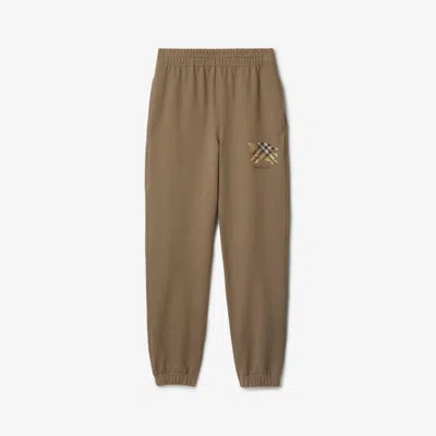 Burberry Ekd Check Cotton Jogging Pants In Brown