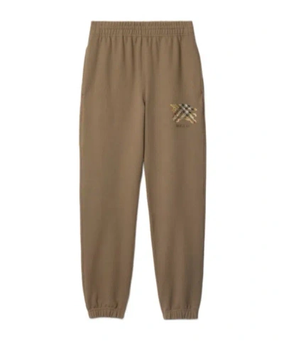 Burberry Ekd Check Cotton Jogging Pants In Brown