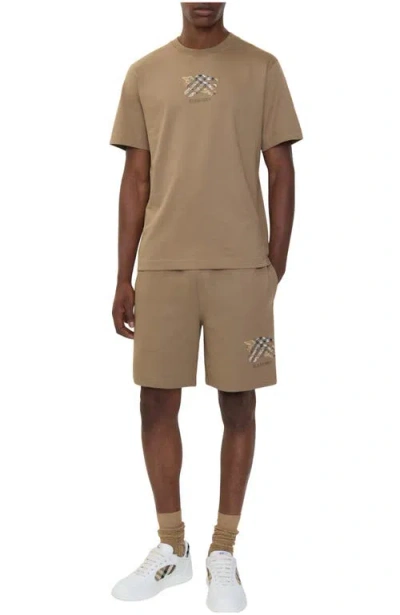 Burberry Ekd Check Cotton Shorts In Brown