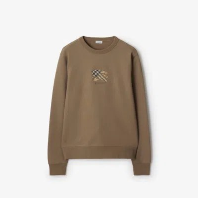 Burberry Ekd Check Cotton Sweatshirt In Green