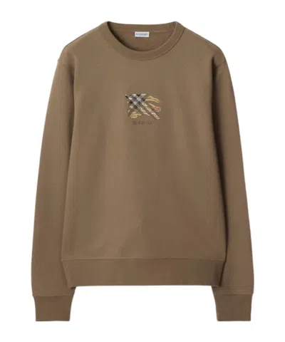 Burberry Ekd Check Cotton Sweatshirt In Brown