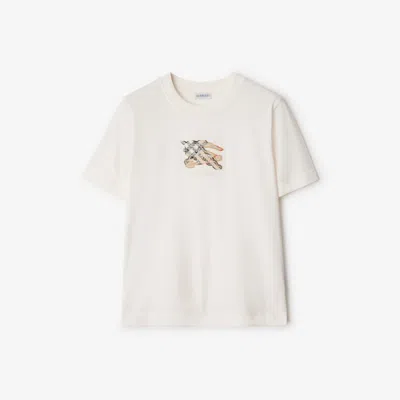 Burberry Knight Check Cotton T-shirt In White
