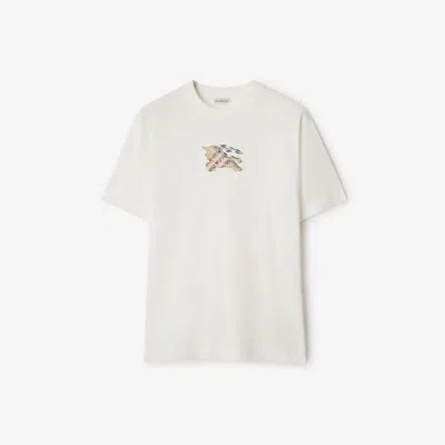 Burberry Ekd Check Cotton T-shirt In White