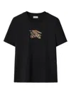 Burberry Ekd Check Cotton T-shirt In Black