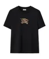 Burberry Ekd Check Cotton T-shirt In Black