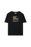 Burberry Kids'  Ekd Check Cotton T-shirt In Black