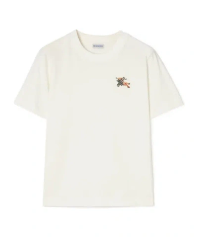 Burberry Ekd Check Cotton T-shirt In White