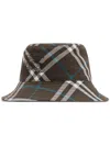 Burberry Twill Bucket Hat With Check Pattern In Braun