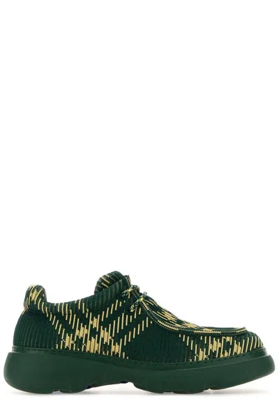 BURBERRY EKD CHECK-PRINTED LACE-UP DERBY SHOES