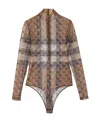 Burberry Checkered Lace Bodysuit In Brown