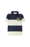 Burberry Ekd Check Striped Cotton Polo Shirt In Multi