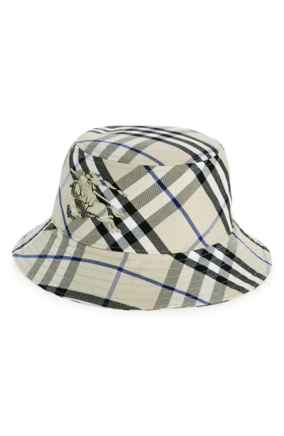 Burberry Checkered Cotton Blend Bucket Hat With Embroidered Detail In Multicolor