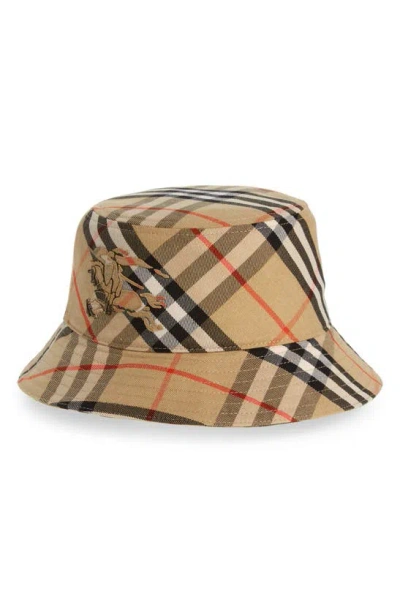 Burberry Ekd Check Twill Bucket Hat In Sand