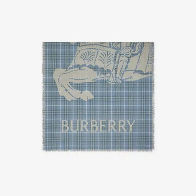 Burberry Ekd Check Wool Scarf In Pewter