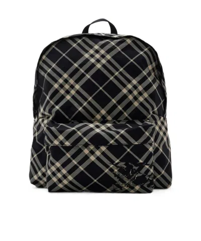 Burberry Ekd Checked Backpack In Black