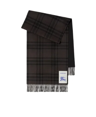 Burberry Ekd Checked Cashmere Scarf In Black