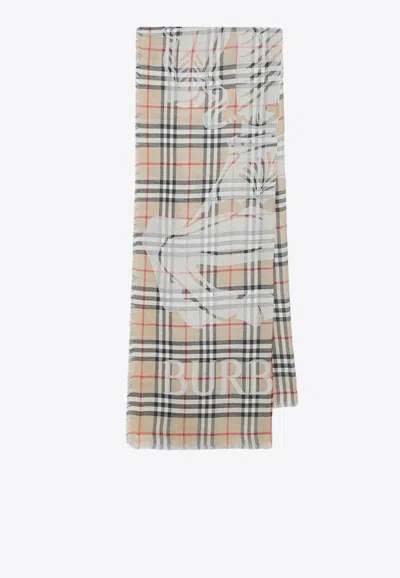 Burberry Ekd Checked Scarf In Multi