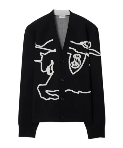BURBERRY BURBERRY EKD INTARSIA-KNIT V-NECK CARDIGAN