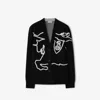 Burberry Equestrian Knight Cotton-blend Cardigan In Black/chalk