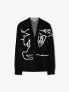 Burberry Equestrian Knight Cotton-blend Cardigan In Black/chalk