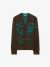 Burberry Ekd Cotton Blend Cardigan In Snug/kingfisher