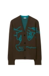 Burberry Ekd Cotton Blend Cardigan In Snug/kingfisher