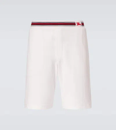 Burberry Ekd Cotton-blend Towelling Shorts In White